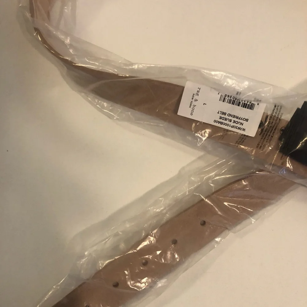 NWT $160 Rag & Bone Suede Boyfriend Belt, Nude, L